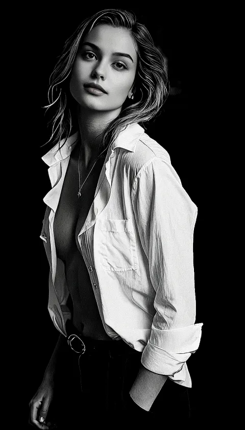 Woman Black Makeup Dark White Image Medium-length