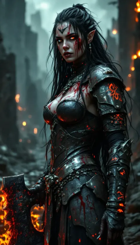 Valkyrie Warrior Bloodied Axe