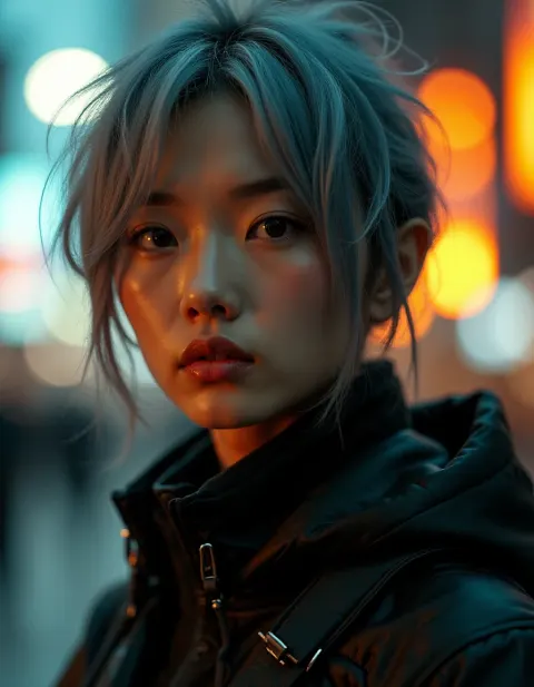 Woman Gray Hair Street Portrait Best Quality