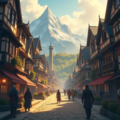 Whiterun City Reimagined as Anime Key Visual