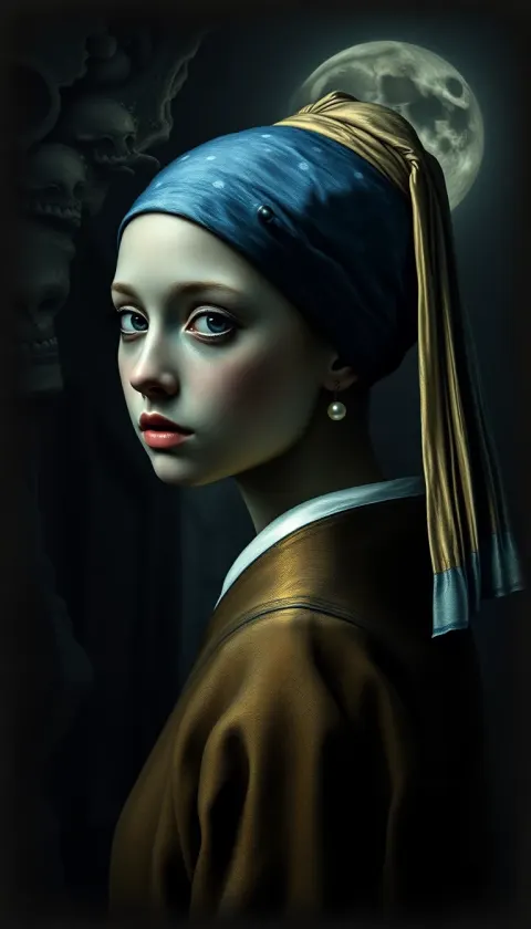 Girl Dark Eerie High-definition Masterpiece Pearl Earring