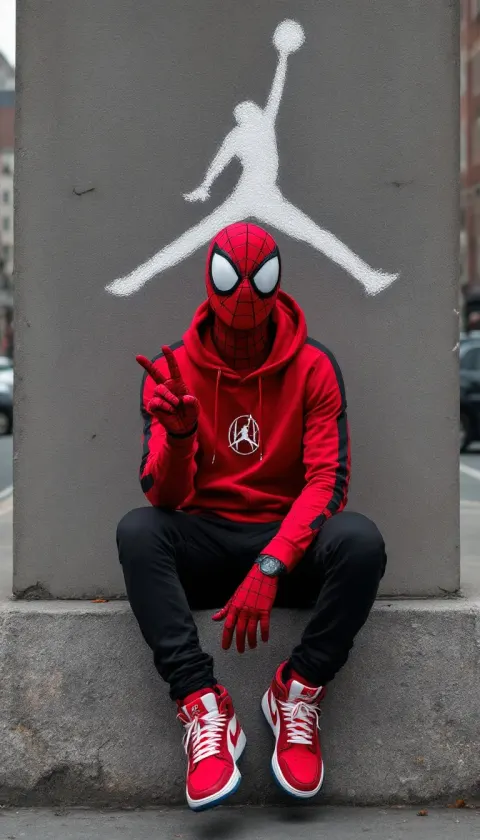 Person Red Street Dressed Miles Morales Spider-man