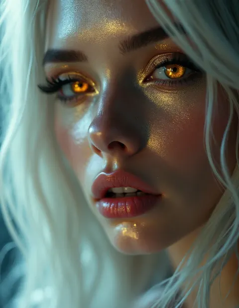 Woman White Eyes Reflective Mirrored Skin Like