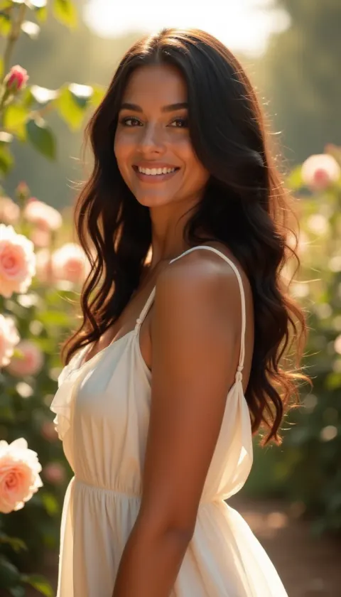 Woman Brown Hair Garden Portrait Dark Beautiful