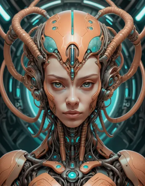 Alien Orange Illustration Female Cyborg Theo Style