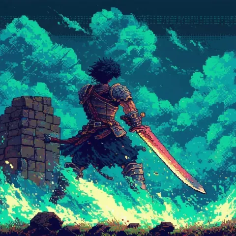 Berserk Guts Rendered in 8 Bit Fury