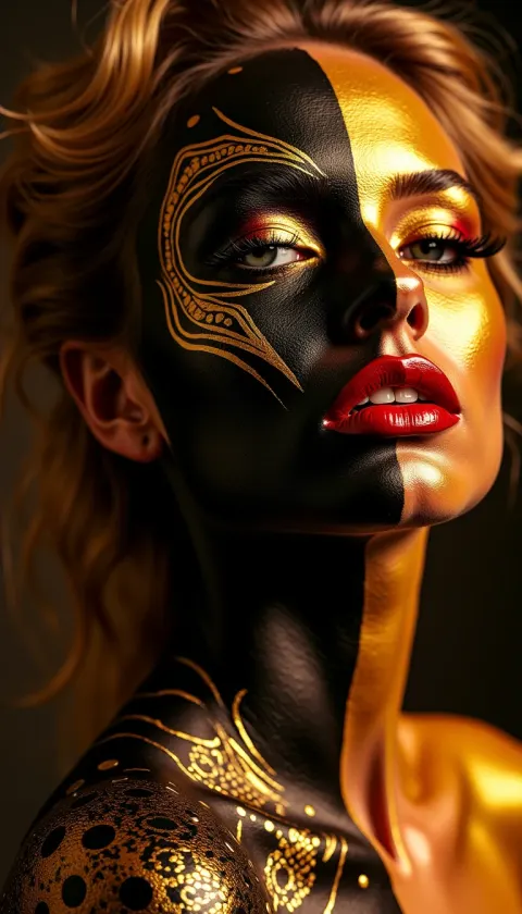 Woman Black Hair Vibrant Image Hyperrealistic Style
