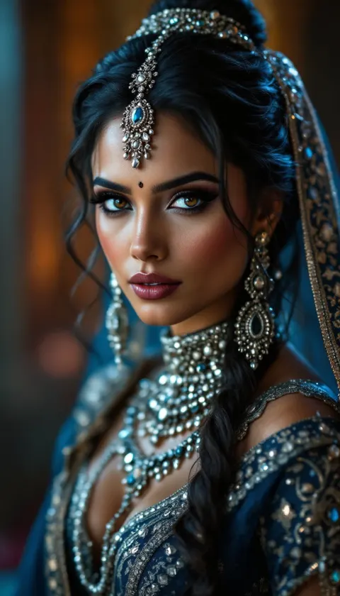 Princess Blue Eyes Dark Regal Indian Sharp