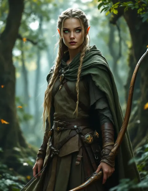 Ranger Green Hair Forest Dynamic Angle Full