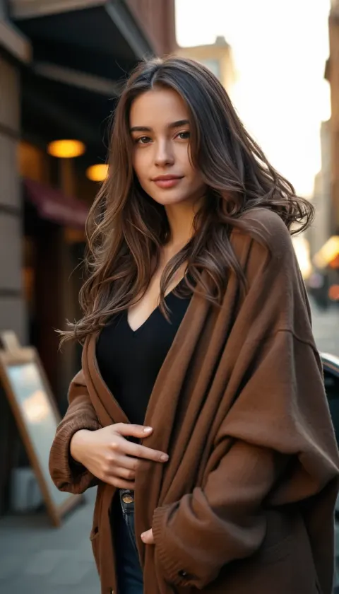 Woman Brown Hair Street Outdoors Softly Urban