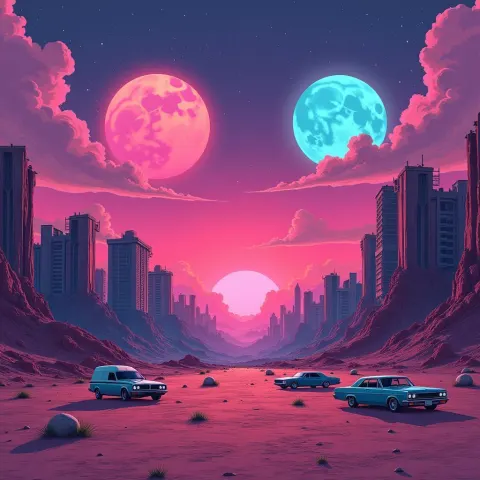 Manga Desert Skyline Beneath Dual Moons
