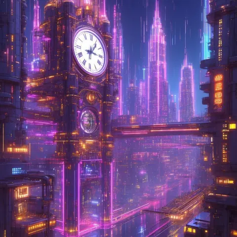 Grand Neon Clock Wired With Cyber Circuits