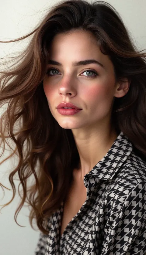 Woman Brown Hair Portrait Wavy Slightly Tousled