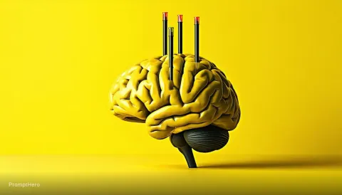 Yellow Minimalism Style. Brain Tubes Inserted Colors