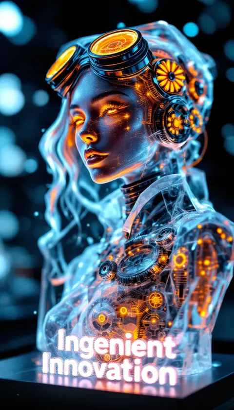 Ice Sculpture Steampunk Engineer Neon