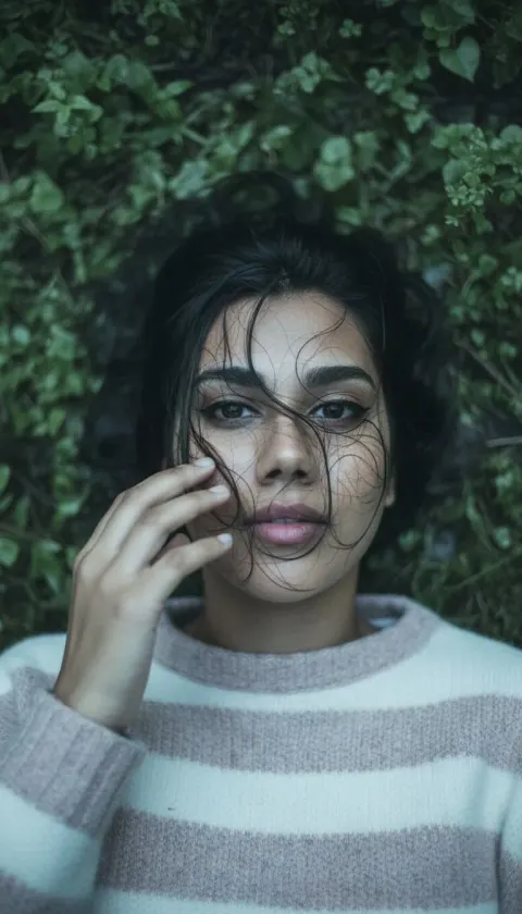 Woman Wet Hair Forest Emotional Portrait
