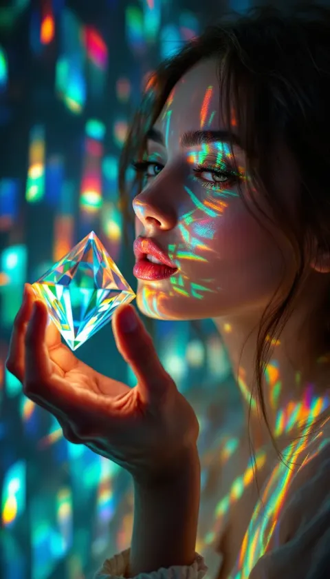 Woman Prism Holographic Refracted Light