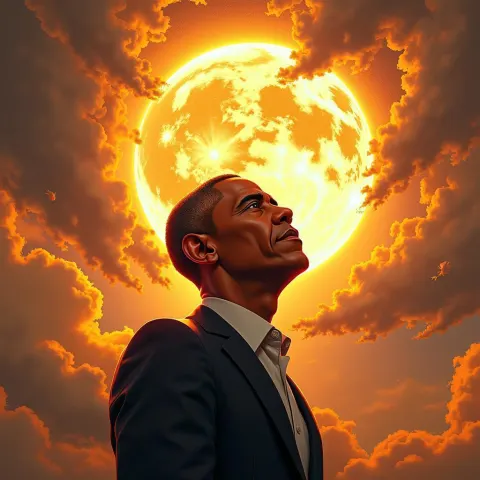 Barack Obama Radiant in Golden Manga Light
