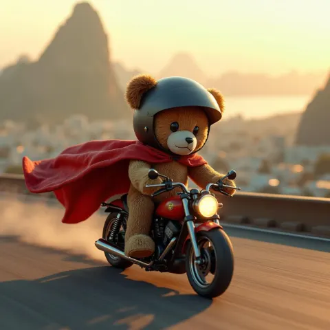 3D Teddy Bear Speeding Through Rio