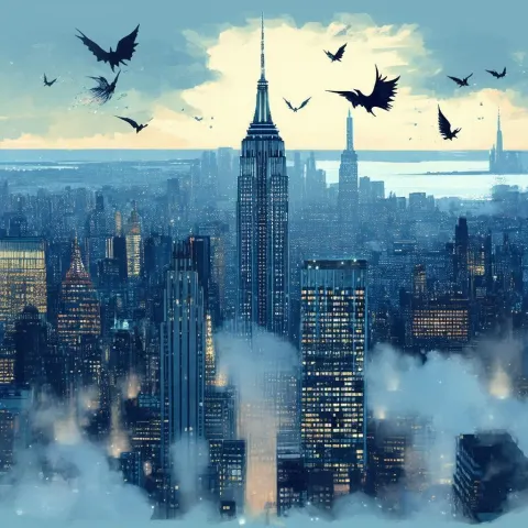 Gothic Skyscrapers and Magical Creatures Over New York