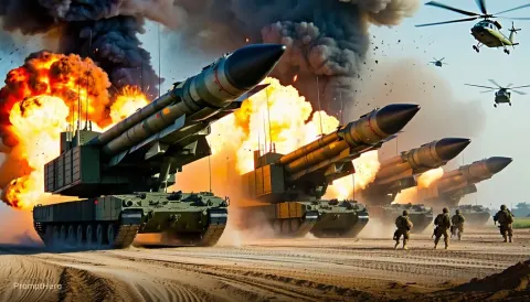 Military Missiles With Explosions