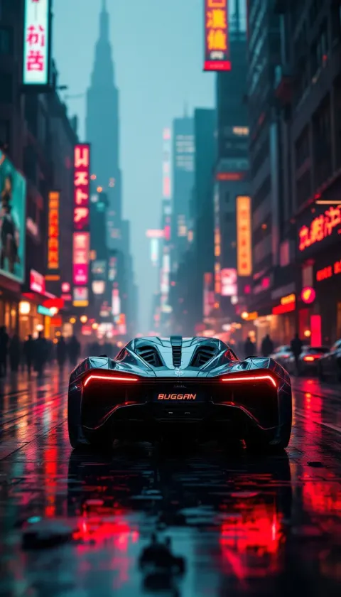 Bugatti Chiron Cyberpunk City Night
