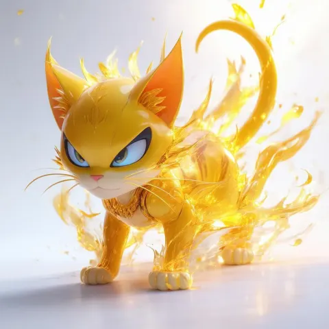 Cat Venom Fantasy Portrait in Golden 3D
