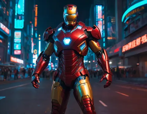 Iron Man Futuristic Cyberpunk City Night