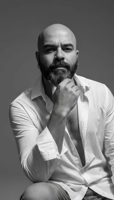 Man Black White Portrait Studio