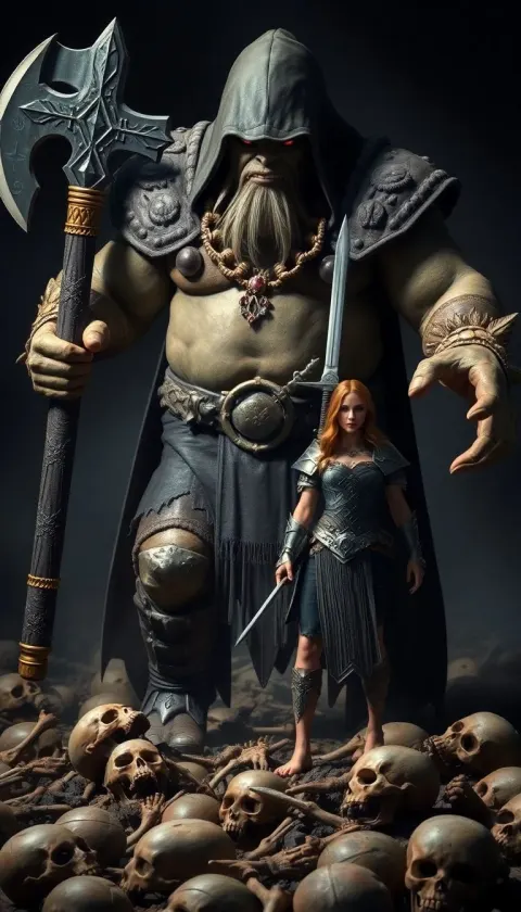 Ogre Warrior Female Warrior Fantasy Battle