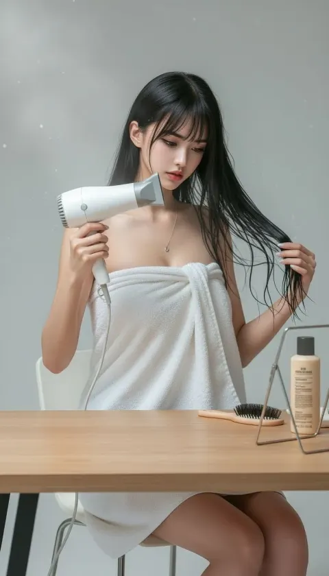 Girl Shower Hair Dryer Bath Towel
