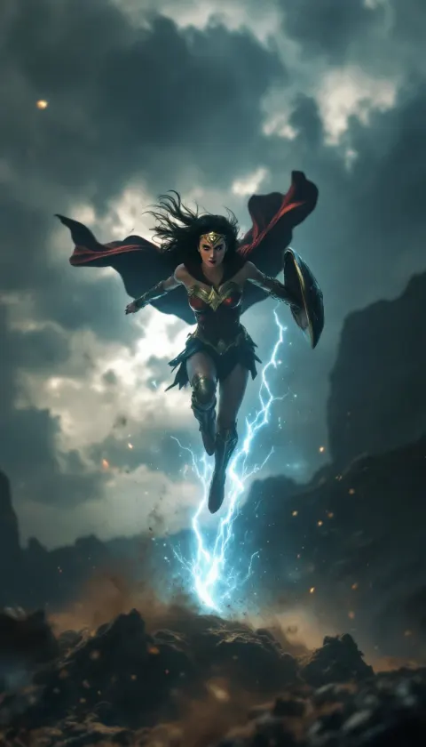Female Superhero Wonder Woman Cliff Leap