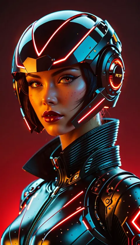 Cyborg Girl Led Helmet Techwear Jacket