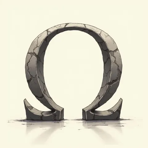 Greek Letter Omega in Intricate Anime Linework