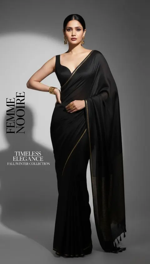 Woman Black Saree Fashion