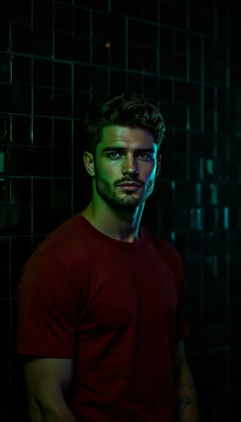 Man Dramatic Green Lighting