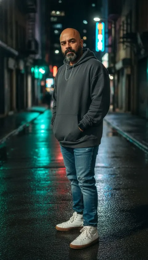 Urban Neon Alleyway Fashion Portrait