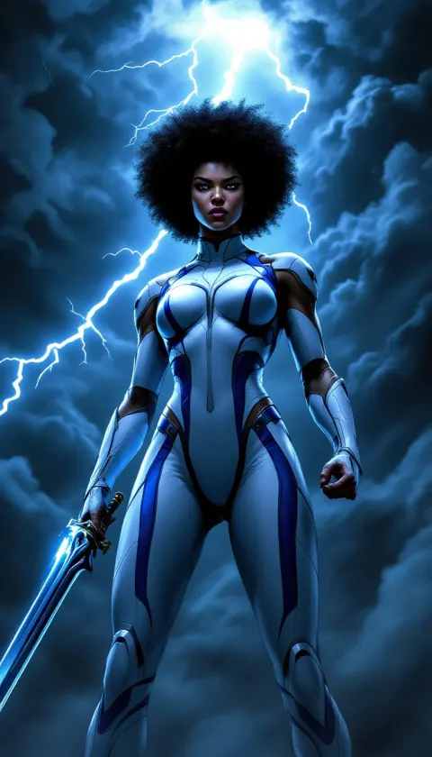 Superhero Woman Sword Lightning