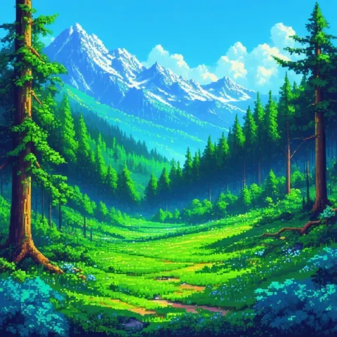 8 Bit Forest Clearing in Fantasy Pixels