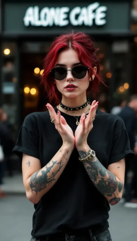 Woman Dark Hair Tattoo