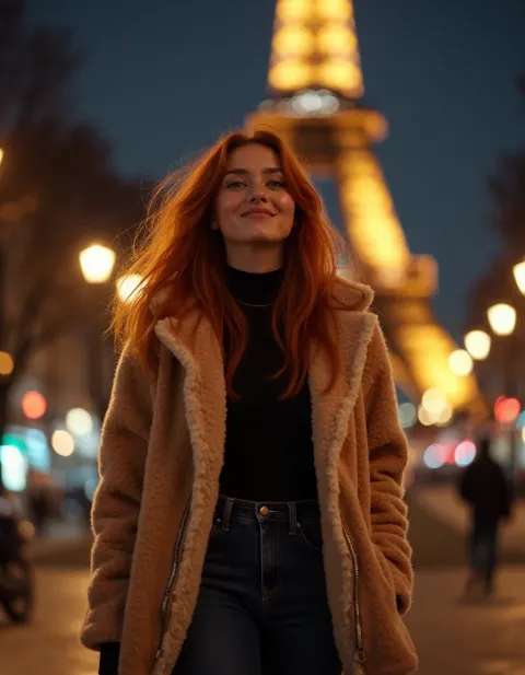 Woman Red Hair Paris Eiffel