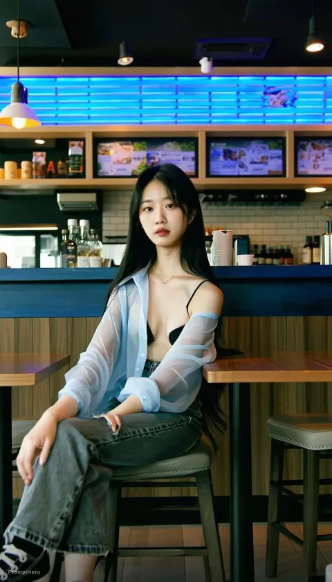 Cafe Portrait East Asian Woman