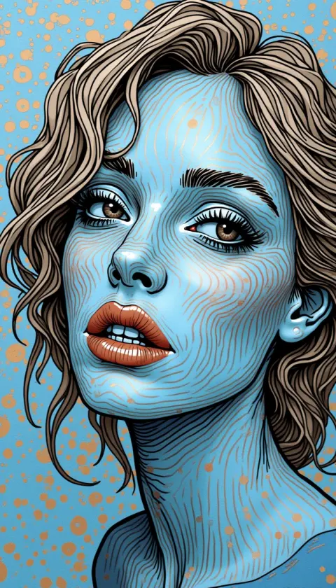 Woman Blue Abstract Portrait