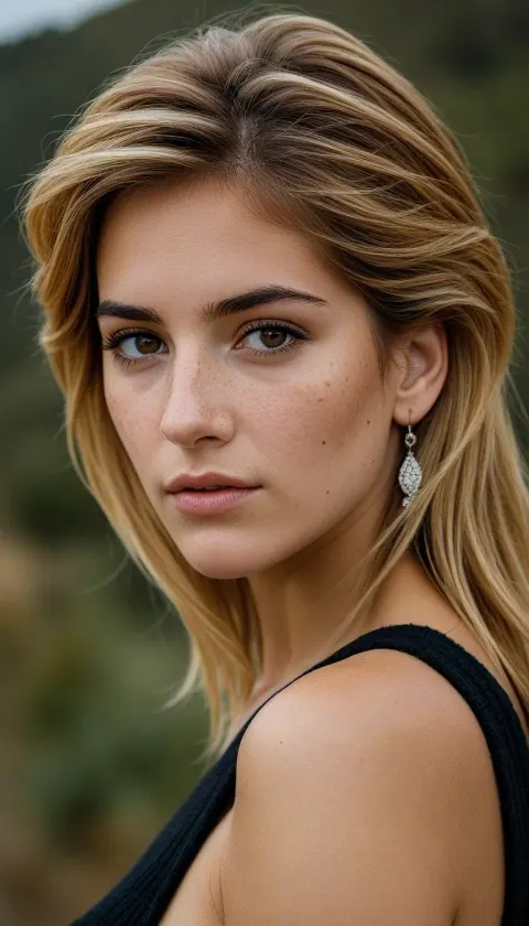 Woman Blonde Freckles Contemplative