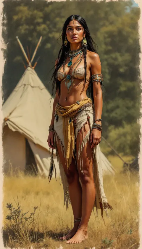 Native American Woman Barefoot