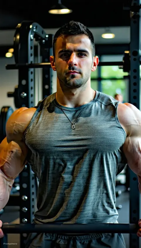 Man Gym Intense Workout