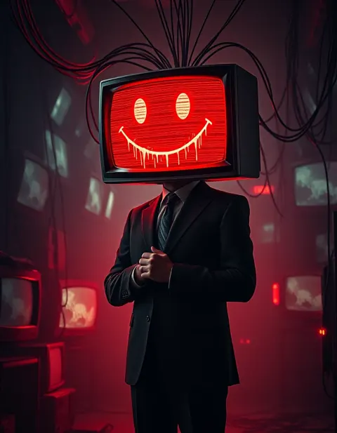 Man Television Head Dystopian