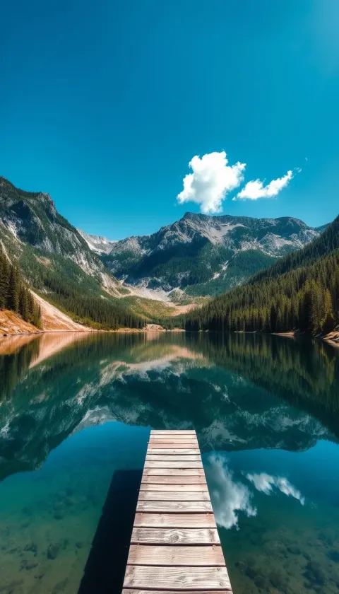 Mountain Lake Forest Landscape