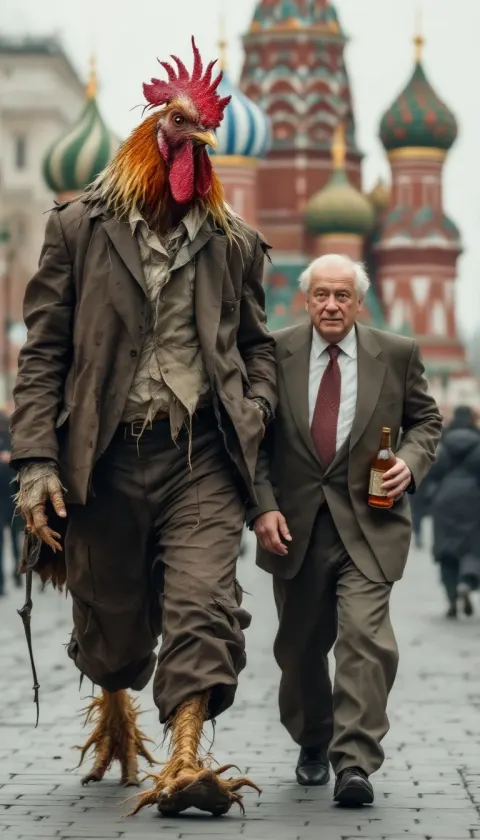 Rooster Man Red Square