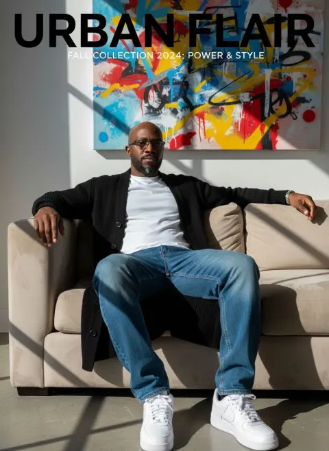 African Man Sofa Fashion Magazine Cover